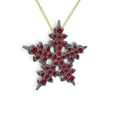 Mona Kar Tanesi Kolye - Garnet 925 ayar siyah rodyum kaplama gümüş kolye (40 cm altın rolo zincir) #1r43zu9