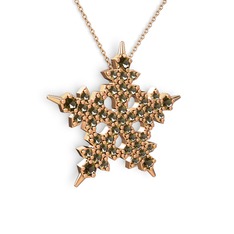 Mona Kar Tanesi Kolye - Dumanlı kuvars 14 ayar rose altın kolye (40 cm rose altın rolo zincir) #1sbw51b