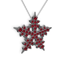Mona Kar Tanesi Kolye - Garnet 925 ayar siyah rodyum kaplama gümüş kolye (40 cm beyaz altın rolo zincir) #1tjmf25