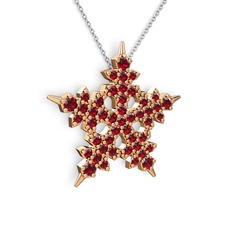 Mona Kar Tanesi Kolye - Garnet 925 ayar rose altın kaplama gümüş kolye (40 cm beyaz altın rolo zincir) #1u939p2