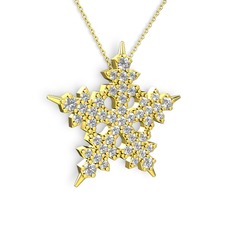 Mona Kar Tanesi Kolye - Swarovski 925 ayar altın kaplama gümüş kolye (40 cm gümüş rolo zincir) #1uay75u