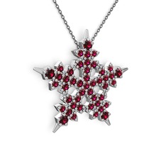 Mona Kar Tanesi Kolye - Rodolit garnet 925 ayar gümüş kolye (40 cm gümüş rolo zincir) #1vjel39