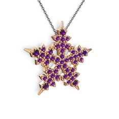 Mona Kar Tanesi Kolye - Ametist 8 ayar rose altın kolye (40 cm gümüş rolo zincir) #1vlmlaq