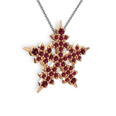 Rodolit garnet 925 ayar rose altın kaplama gümüş kolye (40 cm gümüş rolo zincir)