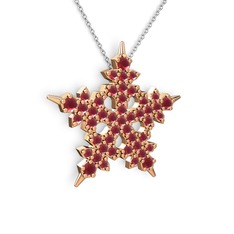 Mona Kar Tanesi Kolye - Kök yakut 925 ayar rose altın kaplama gümüş kolye (40 cm beyaz altın rolo zincir) #1wr2eff
