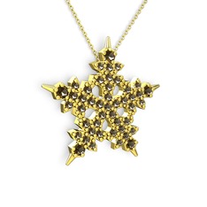 Mona Kar Tanesi Kolye - Dumanlı kuvars 14 ayar altın kolye (40 cm altın rolo zincir) #1wzl77y