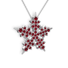 Garnet 8 ayar beyaz altın kolye (40 cm beyaz altın rolo zincir)