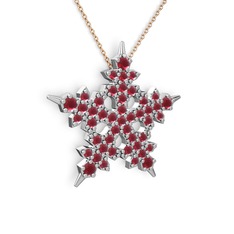 Mona Kar Tanesi Kolye - Kök yakut 18 ayar beyaz altın kolye (40 cm rose altın rolo zincir) #1xbna5a