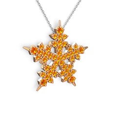 Mona Kar Tanesi Kolye - Sitrin 8 ayar rose altın kolye (40 cm beyaz altın rolo zincir) #1y7t0kf