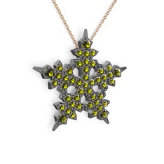 Mona Kar Tanesi Kolye - Peridot 925 ayar siyah rodyum kaplama gümüş kolye (40 cm gümüş rolo zincir) #1yfvove