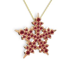 Mona Kar Tanesi Kolye - Kök yakut 925 ayar rose altın kaplama gümüş kolye (40 cm altın rolo zincir) #1yzewqd