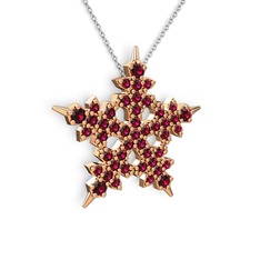 Rodolit garnet 8 ayar rose altın kolye (40 cm beyaz altın rolo zincir)