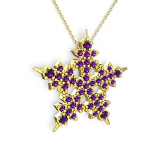 Mona Kar Tanesi Kolye - Ametist 18 ayar altın kolye (40 cm altın rolo zincir) #3s7jnm