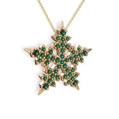 Yeşil kuvars 18 ayar rose altın kolye (40 cm altın rolo zincir)