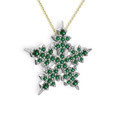 Mona Kar Tanesi Kolye - Yeşil kuvars 14 ayar beyaz altın kolye (40 cm altın rolo zincir) #5z9zpl