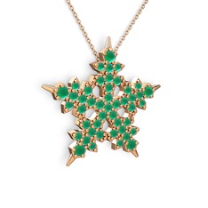 Mona Kar Tanesi Kolye - Kök zümrüt 14 ayar rose altın kolye (40 cm rose altın rolo zincir) #6xutv2