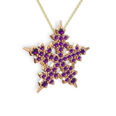 Mona Kar Tanesi Kolye - Ametist 8 ayar rose altın kolye (40 cm altın rolo zincir) #88fpmm