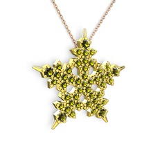 Mona Kar Tanesi Kolye - Peridot 18 ayar altın kolye (40 cm rose altın rolo zincir) #9mrsup