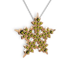 Mona Kar Tanesi Kolye - Peridot 8 ayar rose altın kolye (40 cm beyaz altın rolo zincir) #a6j5l