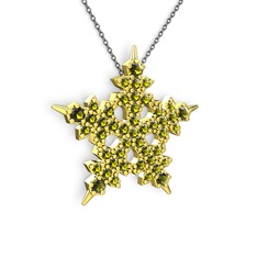 Mona Kar Tanesi Kolye - Peridot 18 ayar altın kolye (40 cm gümüş rolo zincir) #ai42q0