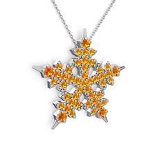 Mona Kar Tanesi Kolye - Sitrin 14 ayar beyaz altın kolye (40 cm gümüş rolo zincir) #aqkuoe