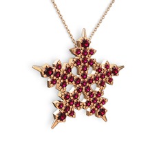 Rodolit garnet 18 ayar rose altın kolye (40 cm rose altın rolo zincir)