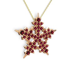 Mona Kar Tanesi Kolye - Rodolit garnet 8 ayar rose altın kolye (40 cm altın rolo zincir) #d9k6q4