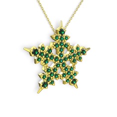 Mona Kar Tanesi Kolye - Yeşil kuvars 925 ayar altın kaplama gümüş kolye (40 cm gümüş rolo zincir) #dofv79