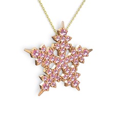 Mona Kar Tanesi Kolye - Pembe kuvars 14 ayar rose altın kolye (40 cm altın rolo zincir) #drp8cu