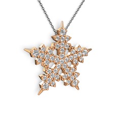 Beyaz zirkon 925 ayar rose altın kaplama gümüş kolye (40 cm gümüş rolo zincir)