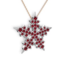 Garnet 18 ayar beyaz altın kolye (40 cm gümüş rolo zincir)