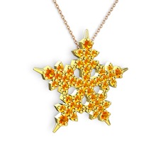 Mona Kar Tanesi Kolye - Sitrin 14 ayar altın kolye (40 cm rose altın rolo zincir) #ighi97