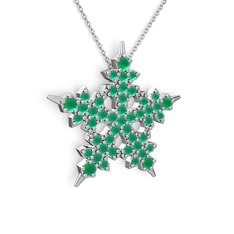 Mona Kar Tanesi Kolye - Kök zümrüt 925 ayar gümüş kolye (40 cm beyaz altın rolo zincir) #io08zx