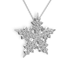 Mona Kar Tanesi Kolye - Swarovski 18 ayar beyaz altın kolye (40 cm gümüş rolo zincir) #iz939t