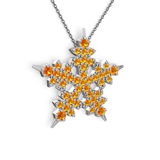 Mona Kar Tanesi Kolye - Sitrin 18 ayar beyaz altın kolye (40 cm gümüş rolo zincir) #joht59