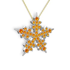 Mona Kar Tanesi Kolye - Sitrin 8 ayar beyaz altın kolye (40 cm altın rolo zincir) #jxvapt