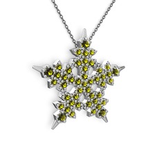 Mona Kar Tanesi Kolye - Peridot 8 ayar beyaz altın kolye (40 cm gümüş rolo zincir) #mjo7yf