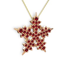 Mona Kar Tanesi Kolye - Garnet 18 ayar rose altın kolye (40 cm gümüş rolo zincir) #n8uvwo