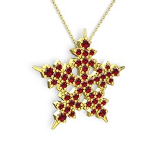 Garnet 8 ayar altın kolye (40 cm gümüş rolo zincir)