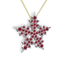 Mona Kar Tanesi Kolye - Kök yakut 14 ayar beyaz altın kolye (40 cm altın rolo zincir) #oi8pax