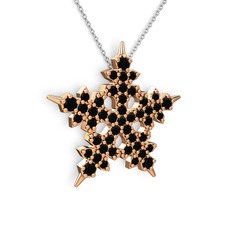 Siyah zirkon 18 ayar rose altın kolye (40 cm beyaz altın rolo zincir)