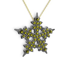 Mona Kar Tanesi Kolye - Peridot 925 ayar siyah rodyum kaplama gümüş kolye (40 cm altın rolo zincir) #rz8qhc