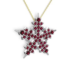 Mona Kar Tanesi Kolye - Rodolit garnet 14 ayar beyaz altın kolye (40 cm altın rolo zincir) #sbs1v5