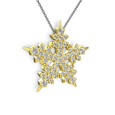 Mona Kar Tanesi Kolye - Beyaz zirkon 18 ayar altın kolye (40 cm gümüş rolo zincir) #tgclx