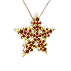Mona Kar Tanesi Kolye - Garnet 14 ayar altın kolye (40 cm rose altın rolo zincir) #usvyh1