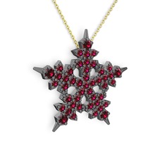 Mona Kar Tanesi Kolye - Rodolit garnet 925 ayar siyah rodyum kaplama gümüş kolye (40 cm altın rolo zincir) #uxkqmz