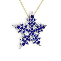 Lab safir 14 ayar beyaz altın kolye (40 cm altın rolo zincir)