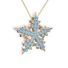 Mona Kar Tanesi Kolye - Akuamarin 14 ayar rose altın kolye (40 cm altın rolo zincir) #woelkq