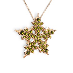Mona Kar Tanesi Kolye - Peridot 8 ayar rose altın kolye (40 cm rose altın rolo zincir) #wqtcz3