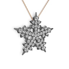 Mona Kar Tanesi Kolye - Swarovski 925 ayar siyah rodyum kaplama gümüş kolye (40 cm rose altın rolo zincir) #wr1fvh